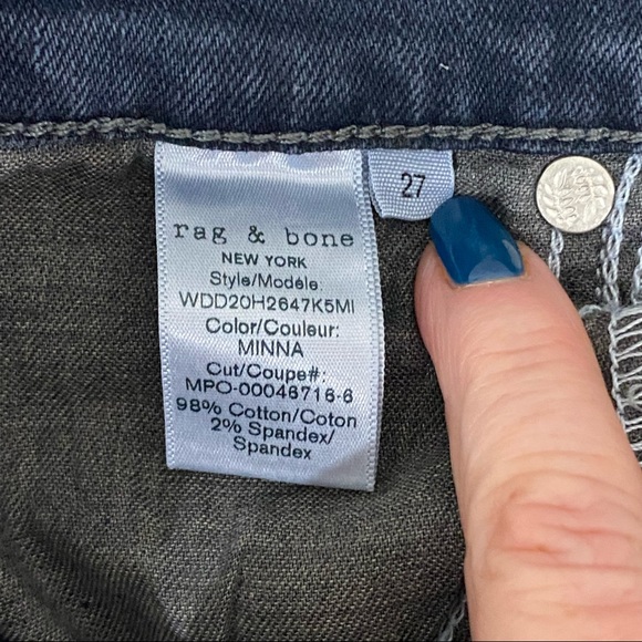 rag & bone Nina High Rise Cigarette Ankle Zip in Minna Dark Gray Jeans - Picture 12 of 16